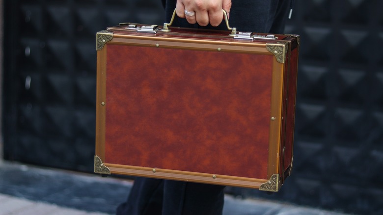 brown suitcase