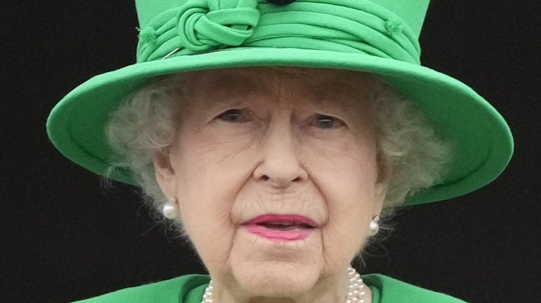 Queen Elizabeth staring