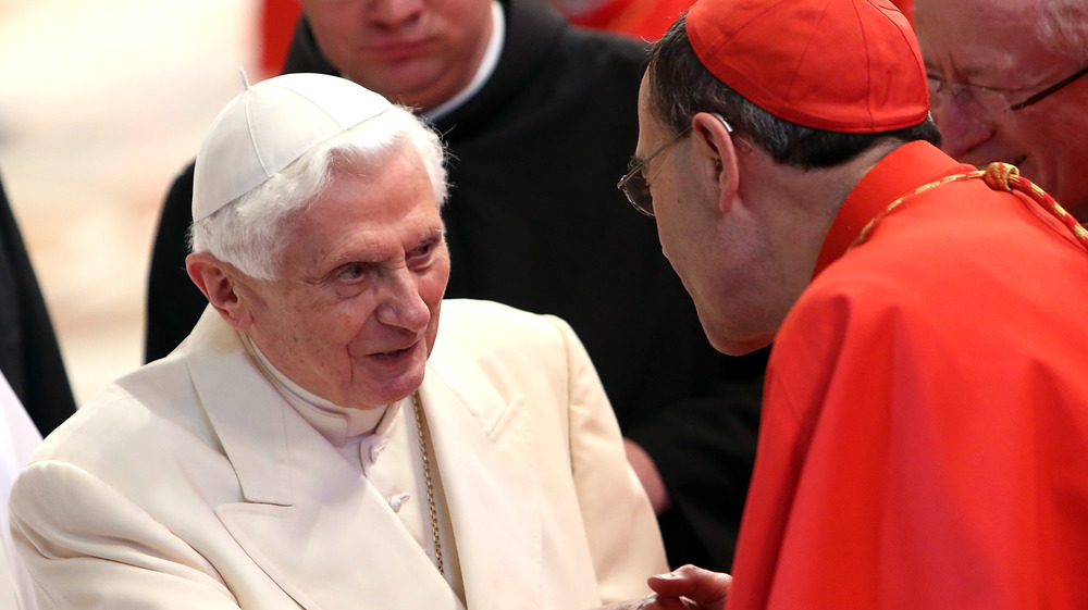 Pope Benedict greets visitor