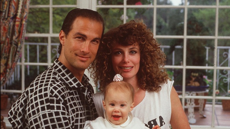 Steven Seagal with Kelly LeBrock and their first child 