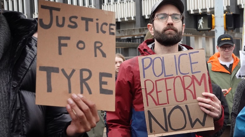 Protest signs for Tyre Nichols