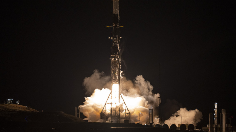 A SpaceX rocket blasts off