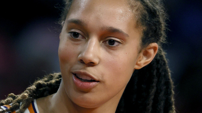 Brittney Griner in a basketball jersey