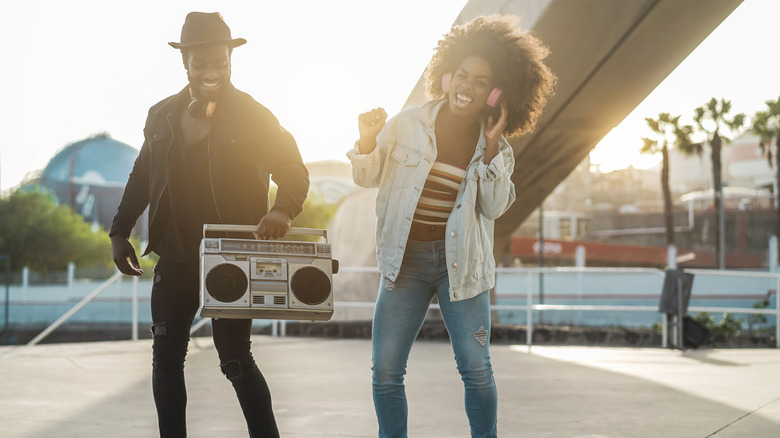 guy and girl boombox dancing