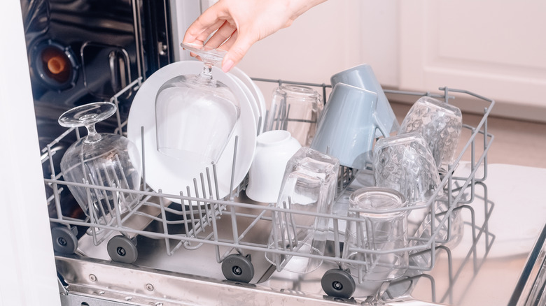 a user loads a dishwasher