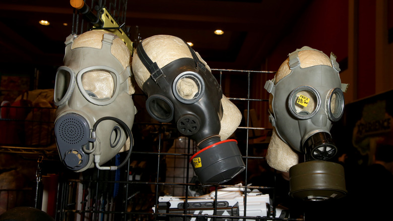 Gas masks on display