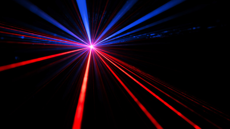 blue and red lasers