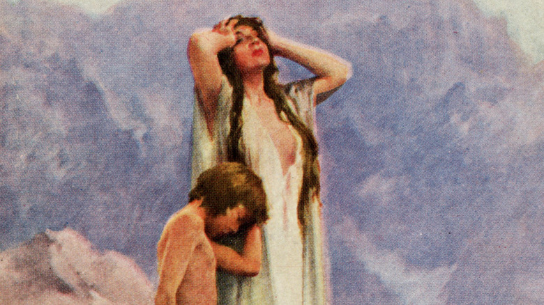 Hagar and Ishmael wander the wilderness
