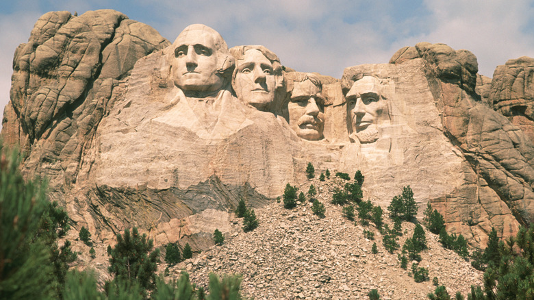 Faces of Mount Rushmore look out