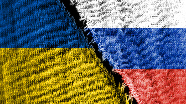 Russia and Ukraine flags