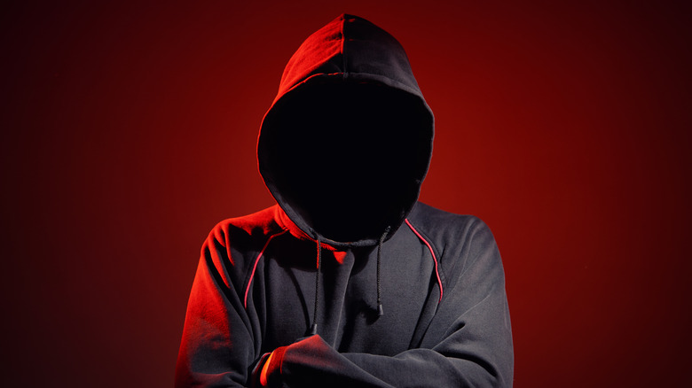 man hood red background