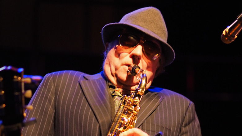 Morrison plays the sax