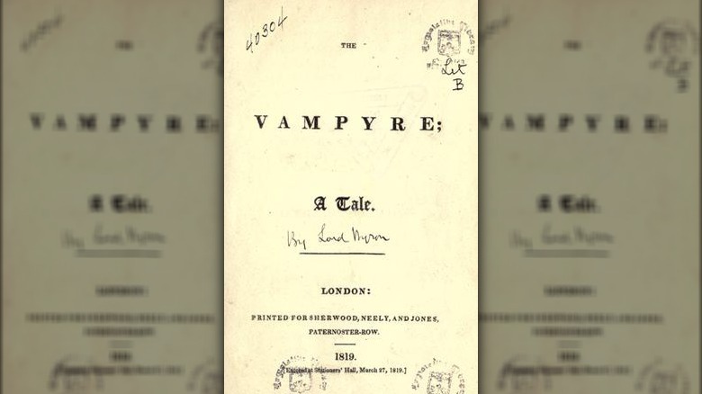 Title page of The Vampyre by John Polidori