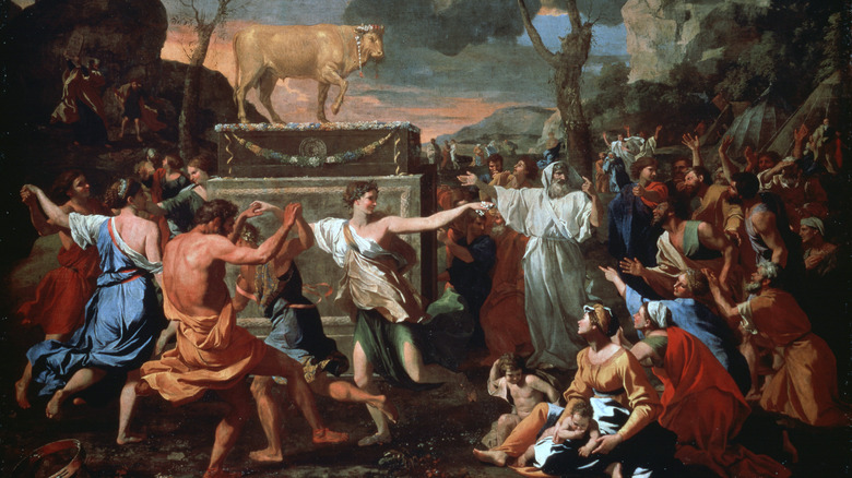 Painting Aaron Israelites golden calf