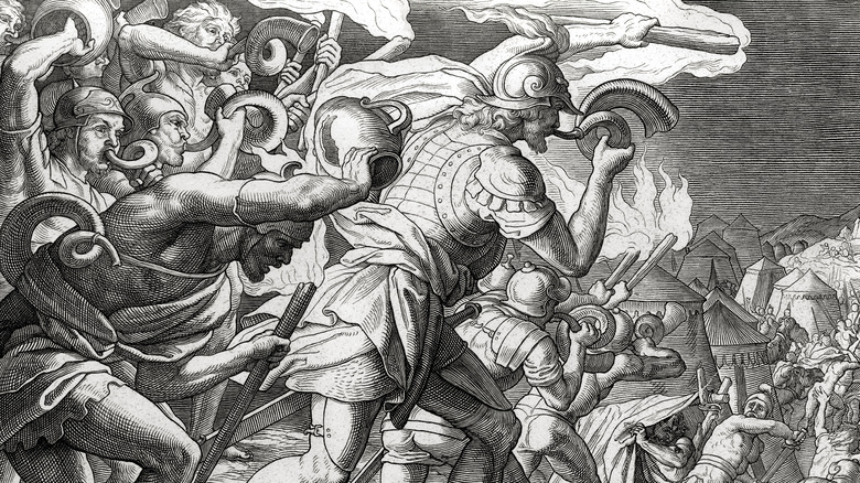 engraving of gideon's victory