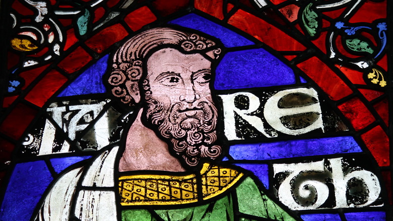 Stained glass depiction of Jared