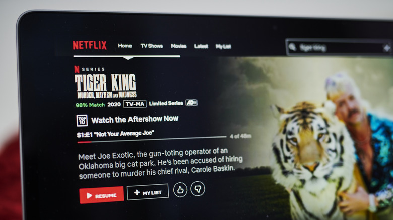 "Tiger King" on laptop screen