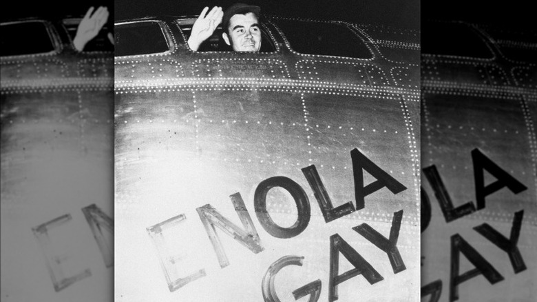 Tibbets waves from The Enola Gay