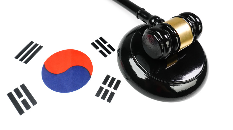 Gavel and South Korean flag