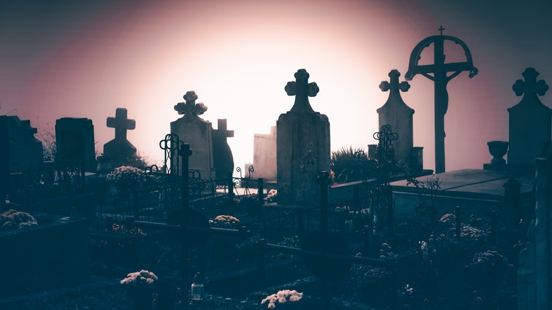 graveyard at night