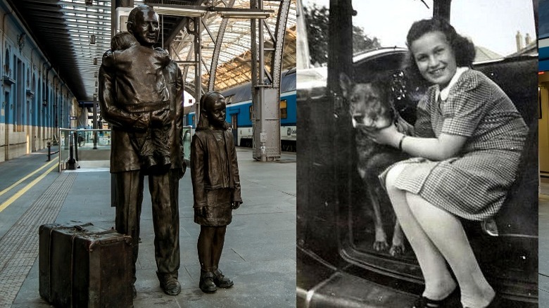 memorial to nicholas winton and one of the people he saved
