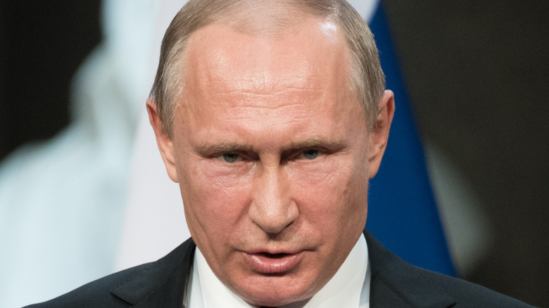 Vladimir Putin glowering