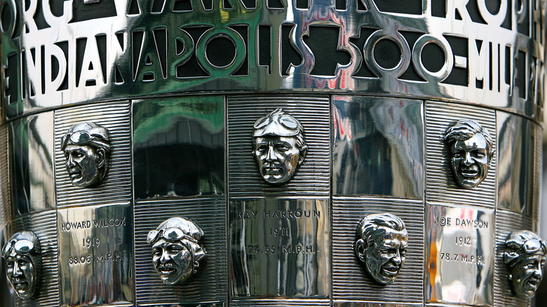 Ray Harroun's face on Borg-Warner Trophy