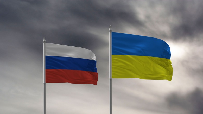 Russian and Ukrainian flags