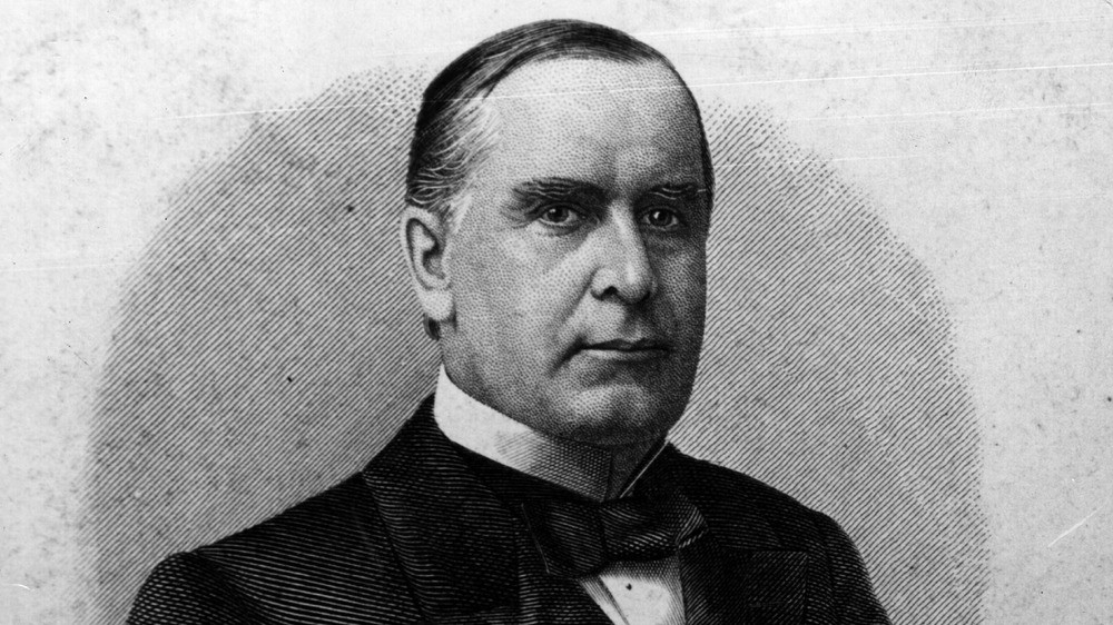 The 25th President of the United States of America, William McKinley (1843 - 1901). He was assassinated in Buffalo, New York in 1901. 