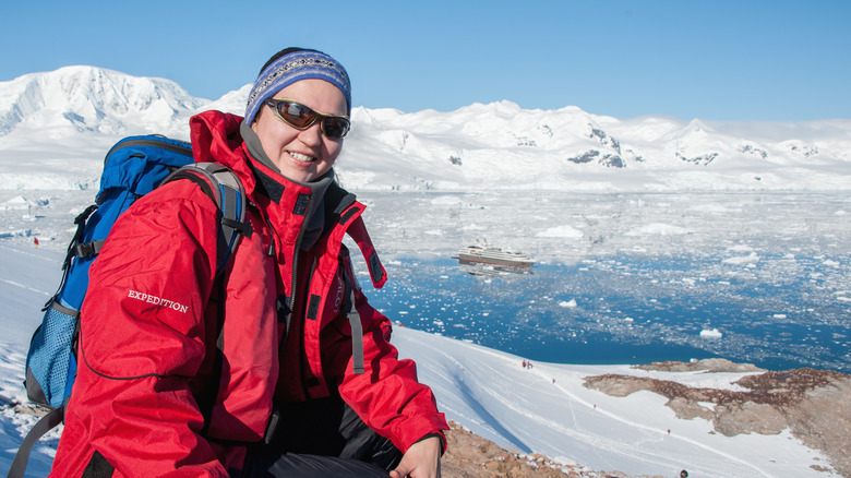 a woman in antarctica