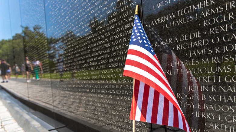 Vietnam Veterans Memorial with United States flag