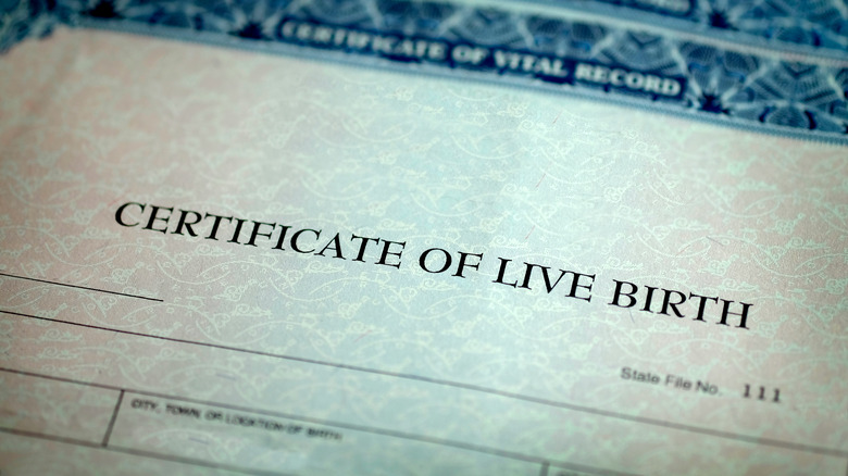 blank birth certificate