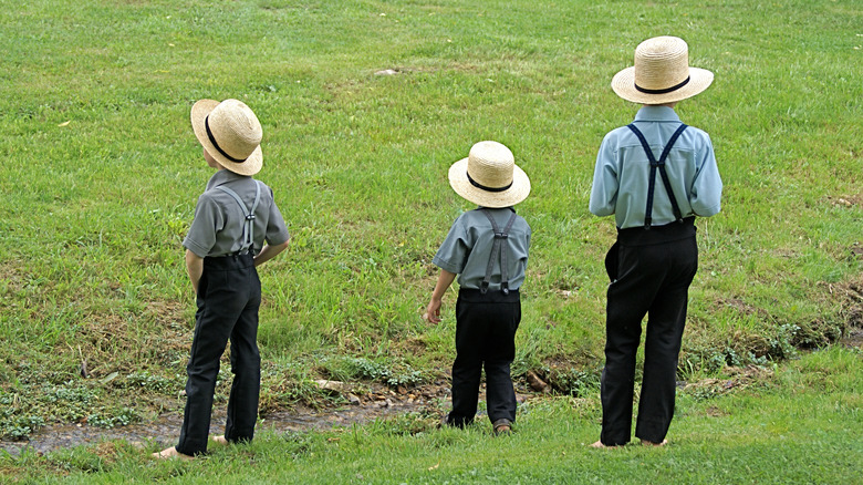 Amish boys on a field