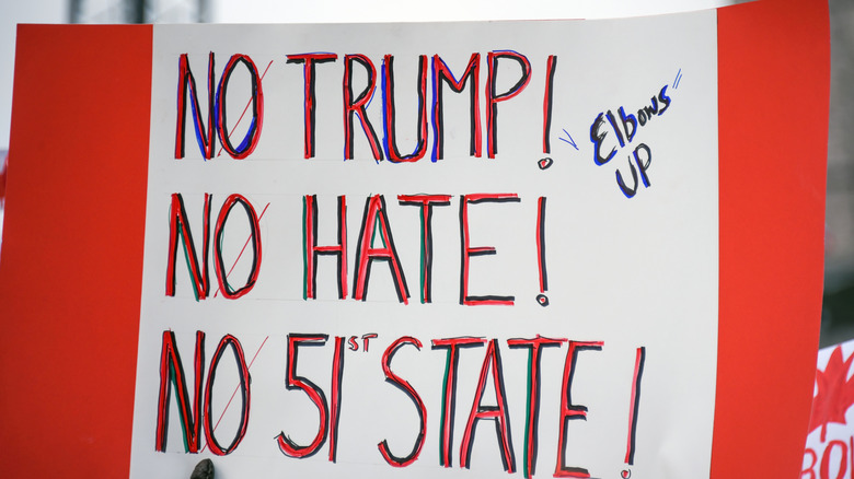 Anti-Trump Canadian protest sign