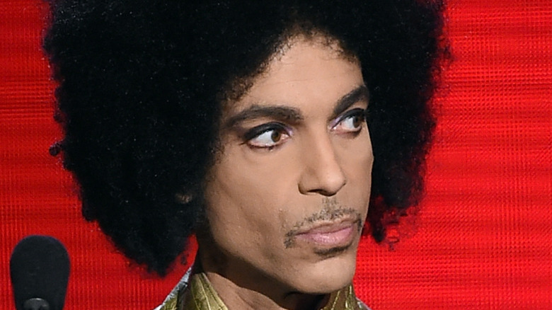 Prince at a microphone, 2015