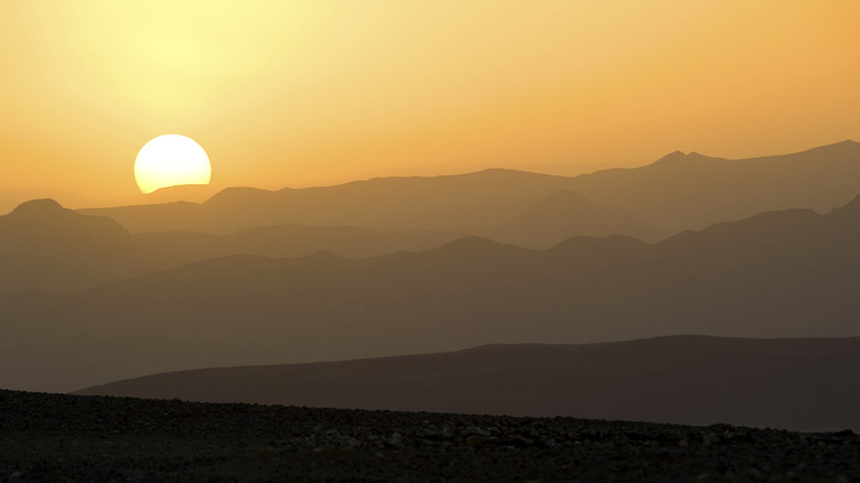 Djiboutian desert at sunset