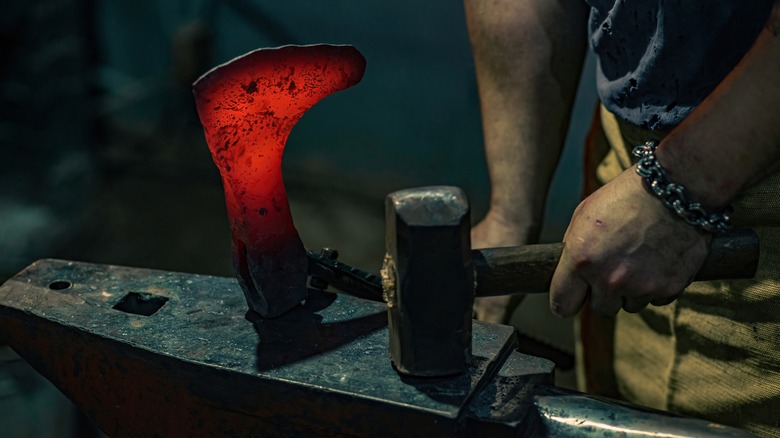 Newly-forged axe at a smithy
