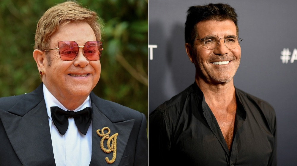 Elton John Simon Cowell smiling