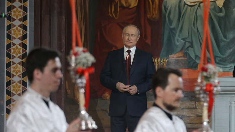 Vladimir Putin at Eastern Orthodox service