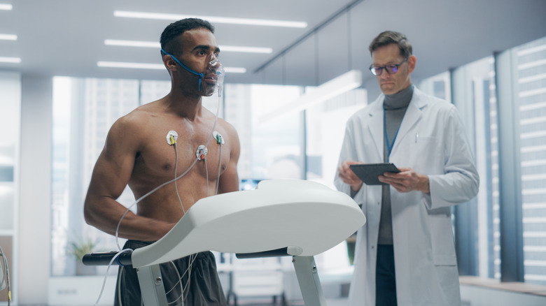 man undergoing treadmill stress test