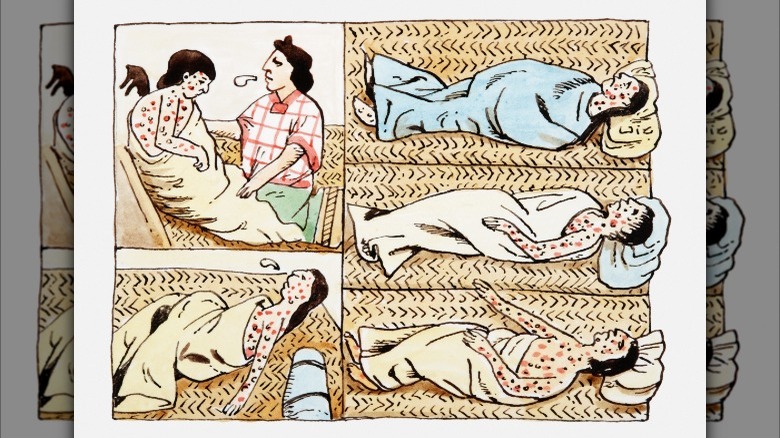 cartoon depicition smallpox patients mats