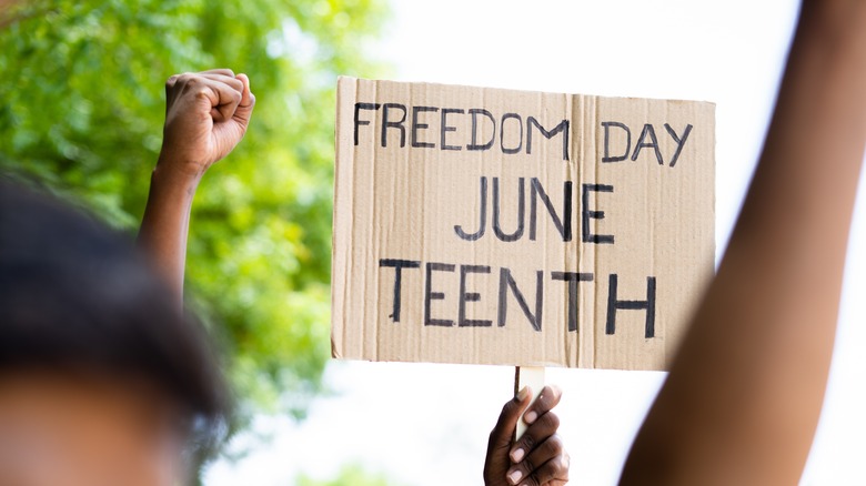 Juneteenth cardboard sign