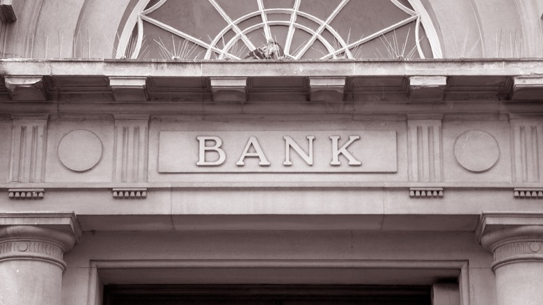 Bank building entrance