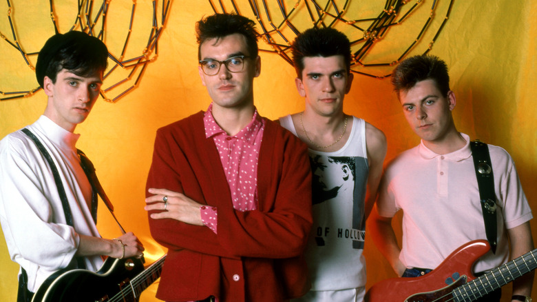 The Smiths posing in the 1980s