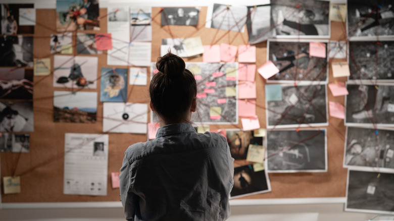 female detective investigation board