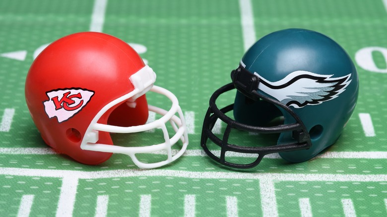chiefs and eagles helmets