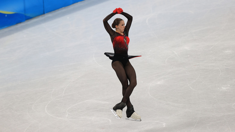 Kamila Valieva jumping in olympics