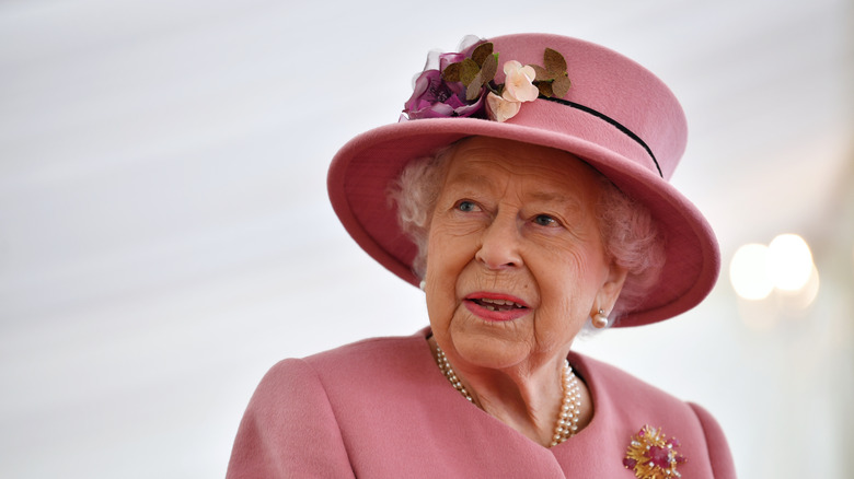 queen elizabeth in pink