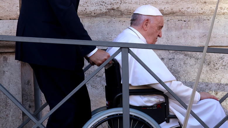 Pope Francis in a wheelchair