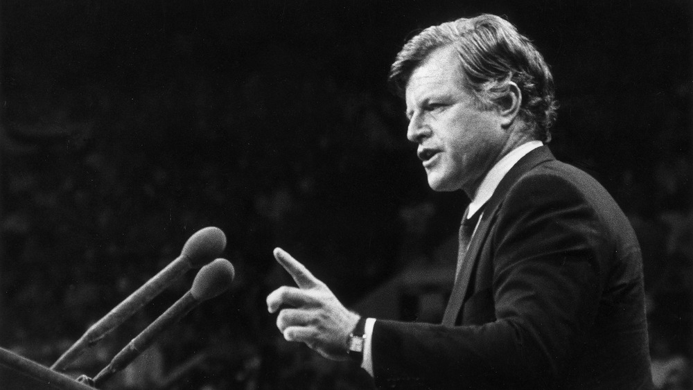Ted Kennedy gives a speech